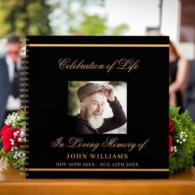 Livre d'invités funérailles funéraires noir photo  (Créateur téléchargé)