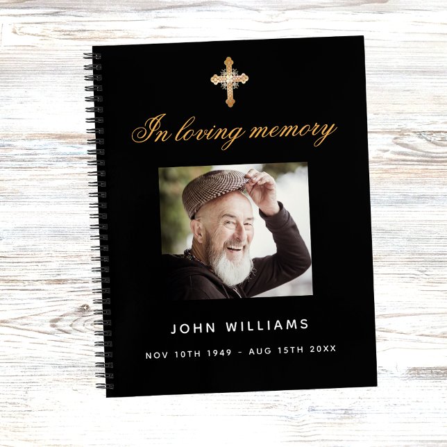 Livre d'invités funérailles funéraires noir photo  (Créateur téléchargé)