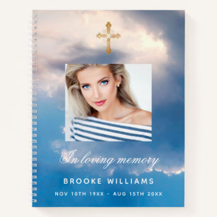 Livre d'invités funérailles mémorial bleu ciel pho