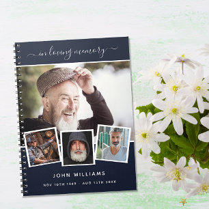 Livre d'invités funérailles photo collage bleu mém