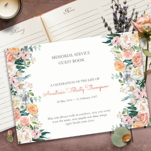 Livre d'invités funéraires   Roses aquarelles 1