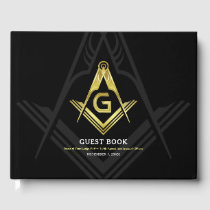 Livre d'invités maçonnique noir et or   Freemason
