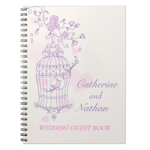 Livre d'mariages de cage d'oiseaux violet/rose