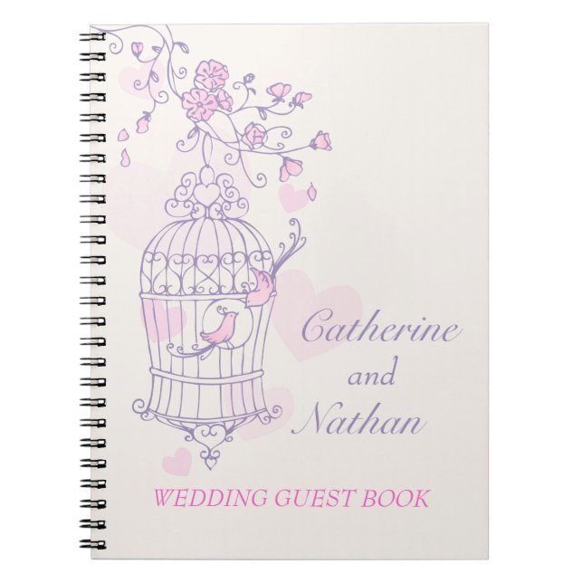 Livre d'mariages de cage d'oiseaux violet/rose (Devant)