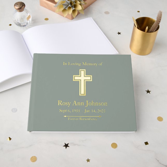 Livre D'or С ustom Foil Funeral Memorial Guest Book (Recto ouvert)