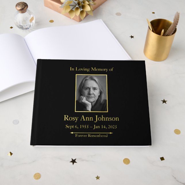 Livre D'or С ustom Foil Funeral Memorial Guest Book (Recto ouvert)