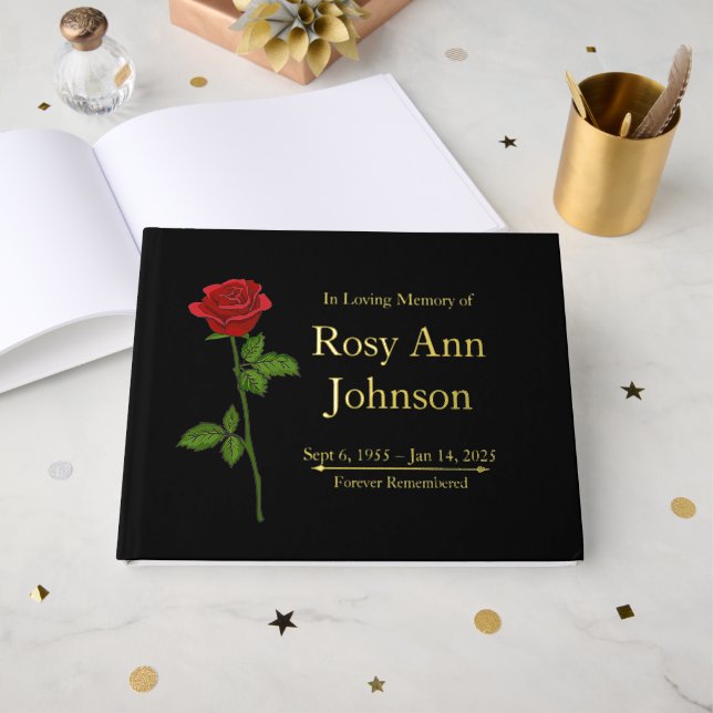 Livre D'or Сustom Foil Funeral Memorial Guest Book (Recto ouvert)