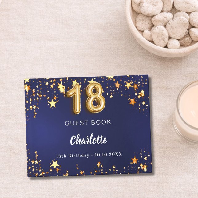 Livre D'or 18e anniversaire marine bleu or étoiles (Créateur téléchargé)