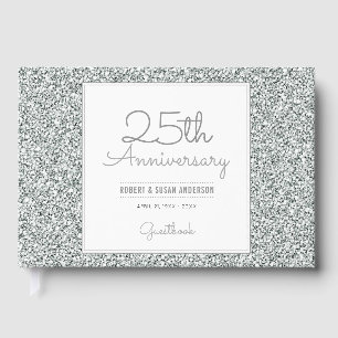Livre D'or 25e anniversaire Faux Parties scintillant d'argent