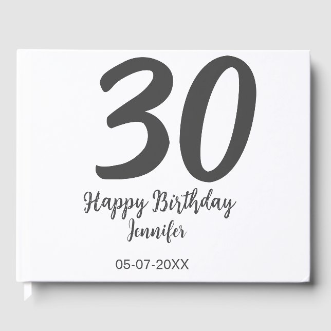 Livre D'or 30e anniversaire ajouter nom date année noir modèl (Recto)