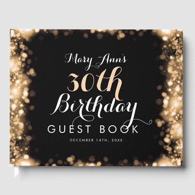 Livre d'or 30th Birthday Gold Sparkling Lights (Recto)