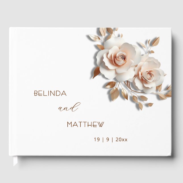 Livre D'or 3D Roses Rose Gold Flower | Wedding (Recto)