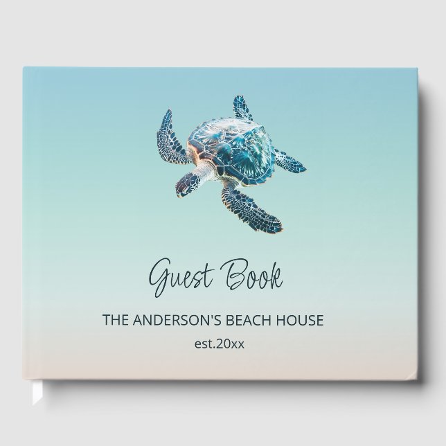 Livre D'or 3D Turtle Turquoise Coastal Beach House (Recto)