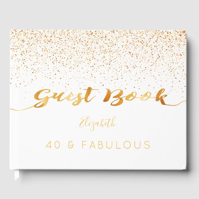 Livre D'or 40 Fabuleux anniversaire blanc or monogramme (Recto)
