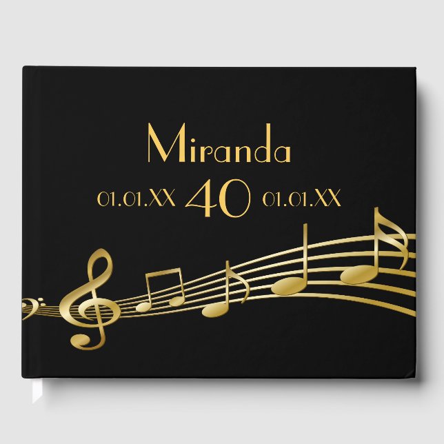 Livre D'or 40e anniversaire de fête de l'or notes de musique  (Recto)