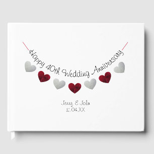 Livre D'or 40e Anniversaire de Mariage guirlande rouge et arg
