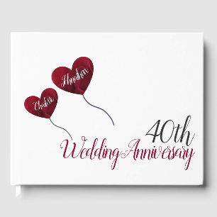 Livre D'or 40e anniversaire de mariage rubis ballons coeurs r