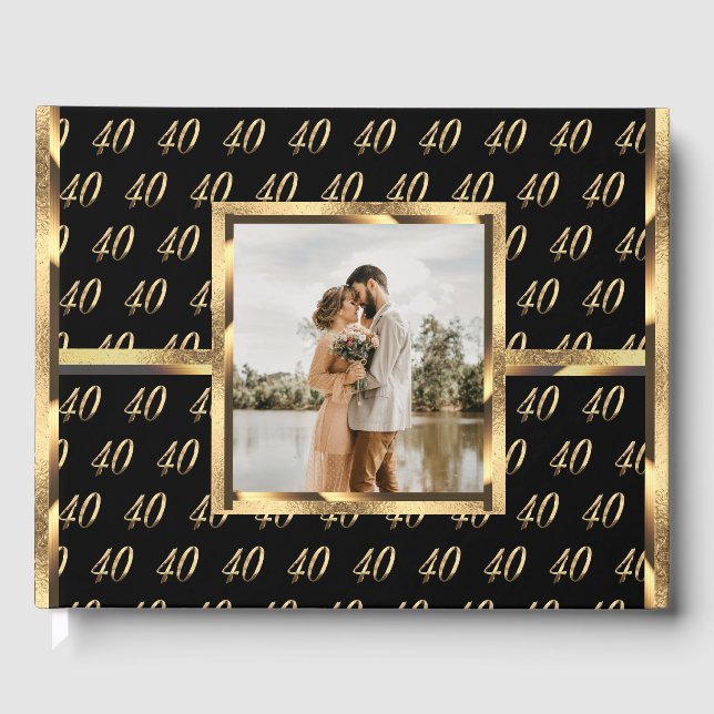 Livre D'or 40e Anniversaire de Mariage Rubis Noir et Or (Recto)