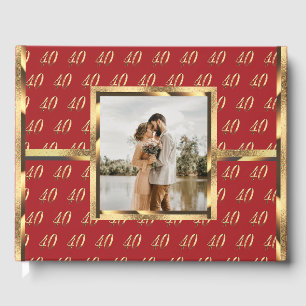 Livre D'or 40e Anniversaire de Mariage Rubis Rouge et Or