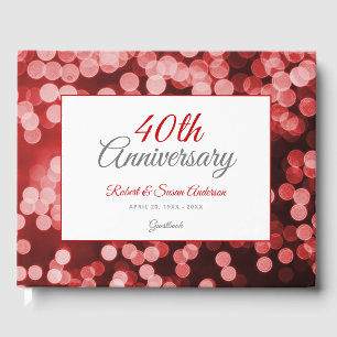 Livre D'or 40e anniversaire du Mariage Elegant Red Bokeh