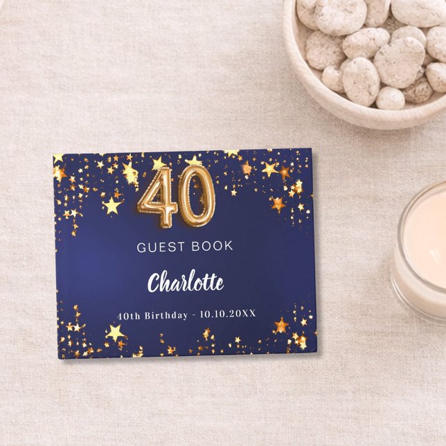 Livre D'or 40e anniversaire marine bleu étoiles or (Créateur téléchargé)
