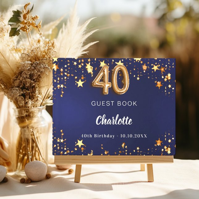 Livre D'or 40e anniversaire marine bleu étoiles or (Créateur téléchargé)