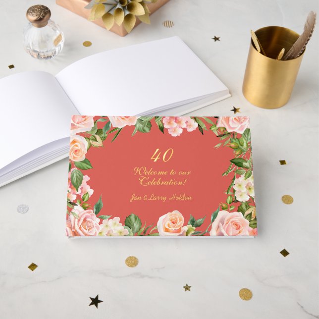 Livre D'or 40e anniversaire Roses païens (Recto ouvert)