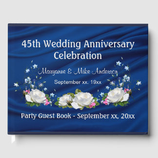Livre D'or 45e Anniversaire Sapphire Roses blanches Personnal