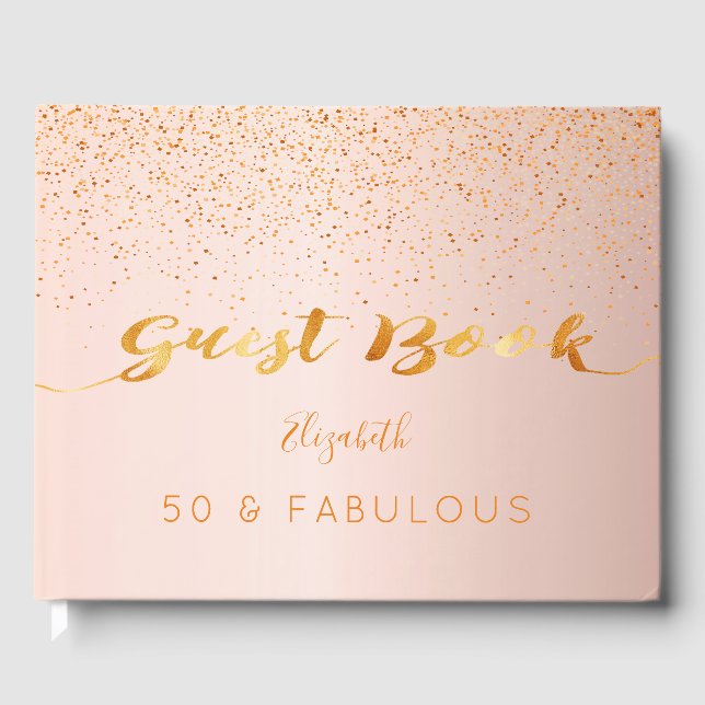 Livre D'or 50 Fabuleux anniversaire rose confetti d'or (Recto)