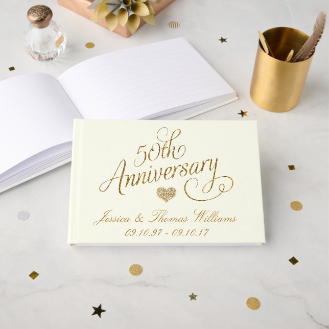 Livre D'or 50e anniversaire de mariage doré (Recto ouvert)
