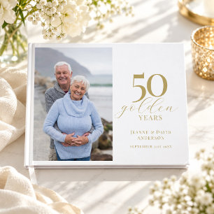 Livre D'or 50e anniversaire de mariage Élégant 50 ans d'or