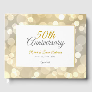 Livre D'or 50e anniversaire de mariage élégant Bokeh or