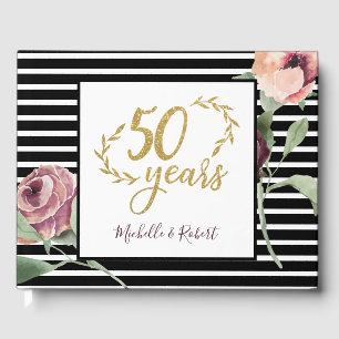 Livre D'or 50e Anniversaire de Mariage Rose Rouge Paillettes