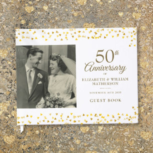 Livre D'or 50e anniversaire du Mariage Gold Hearts Photo