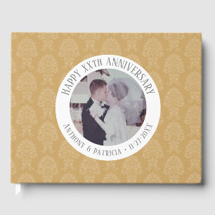 Livre D'or 50e anniversaire Mariage modèle de Damas photo or