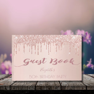 Livre D'or 50e anniversaire rose parties scintillant or goutt