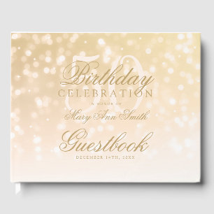 Livre d'or 50th Birthday Gold Bokeh Sparkle Lights