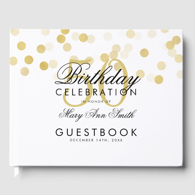 Livre d'or 50th Birthday Gold Foil Parties scintil (Recto)