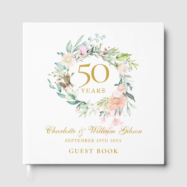 Livre D'or 50th Golden Wedding Anniversary Floral Garland (Recto)