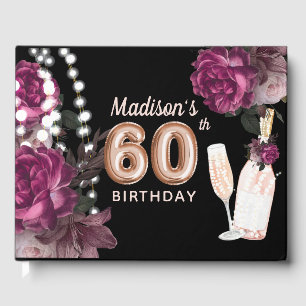 Livre D'or 60e anniversaire de luxe Vin Rose personnalisé