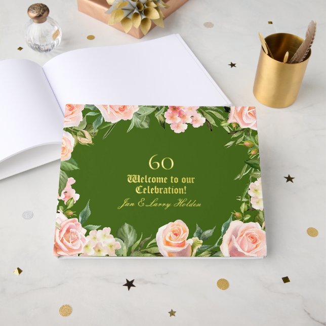 Livre D'or 60e anniversaire Gold Foil Green (Recto ouvert)