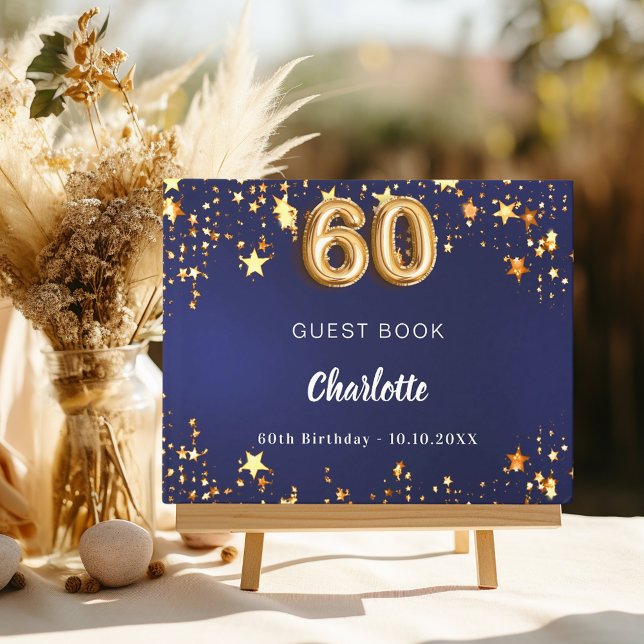 Livre D'or 60e anniversaire marine bleu or étoiles (Créateur téléchargé)