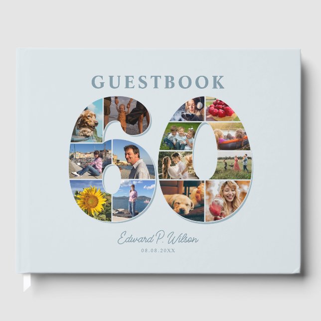 Livre D'or 60e anniversaire Photo Collage Milestone Guestbook (Recto)