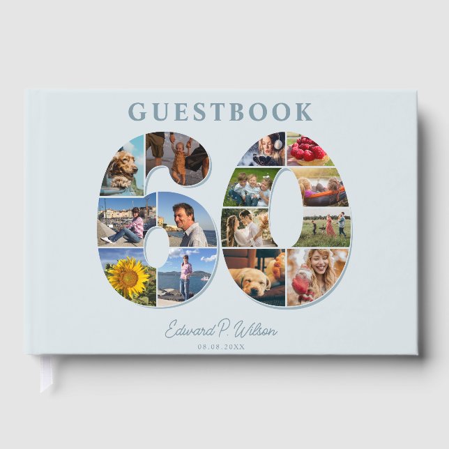 Livre D'or 60th Birthday Photo Collage Milestone Guestbook (Recto)