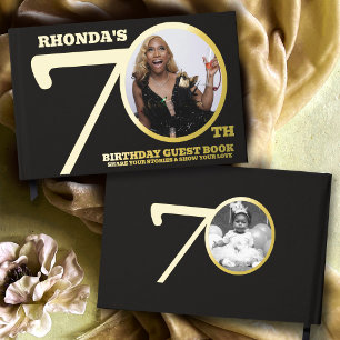 Livre D'or 70e anniversaire deux photos noir or