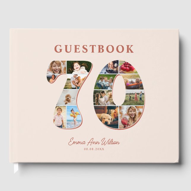Livre D'or 70e anniversaire Photo Collage Milestone Guestbook (Recto)