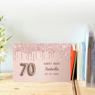 Livre D'or 70e anniversaire rose or rose gouttes nom