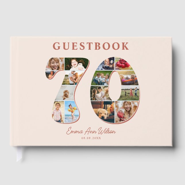 Livre D'or 70th Birthday Photo Collage Milestone Guestbook (Recto)