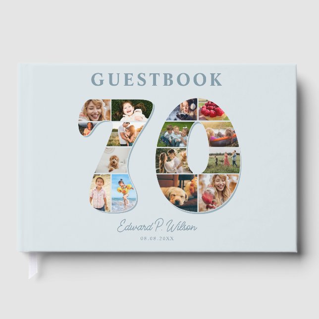 Livre D'or 70th Birthday Photo Collage Milestone Guestbook (Recto)