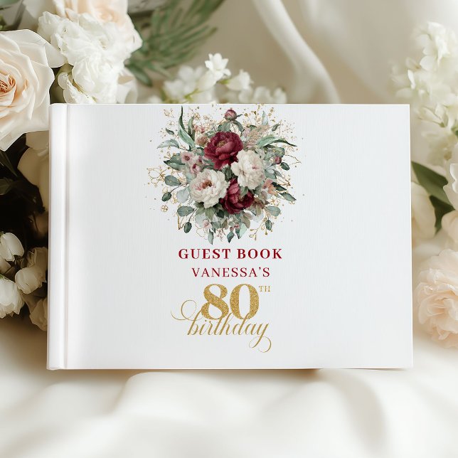 Livre d'or 80 ans de luxe en Bourgogne (Sophisticated Burgundy 80th Birthday Guest Book)